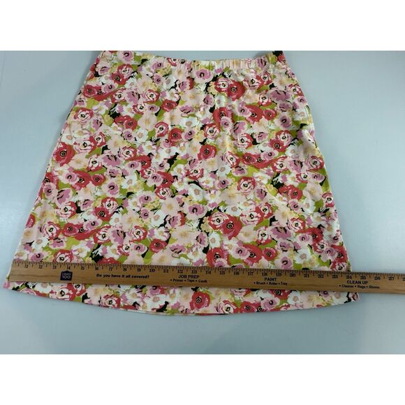 J Jill Pull On Skirt Cotton Modal Pink Green Floral Print Women's S Small - Picture 9 of 11